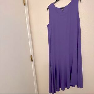 EILEEN FISHER 100% Silk Georgette maxi sleeveless Dress purple oversized S